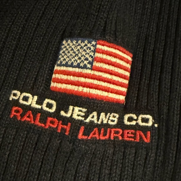 Vintage Polo Jeans Co. Ralph Lauren American Flag Ribbed Turtleneck Sweater - Picture 6 of 8